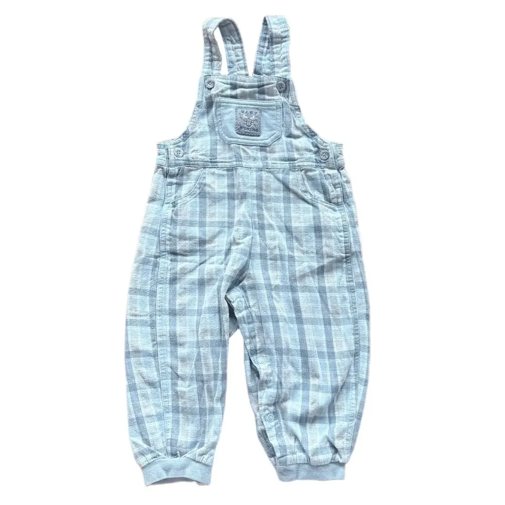 Vintage OshKosh B’gosh Baby B’gosh Kids Baby Blue Plaid Overalls Romper Size 24M